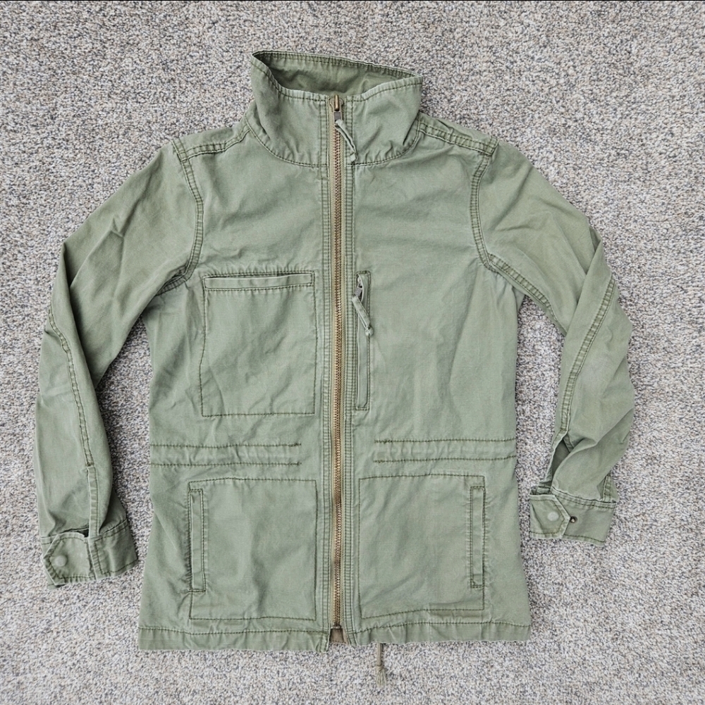 Madewell Fleet Army Green Military Cargo Utility Jacket Zip Up Coat Womens XS